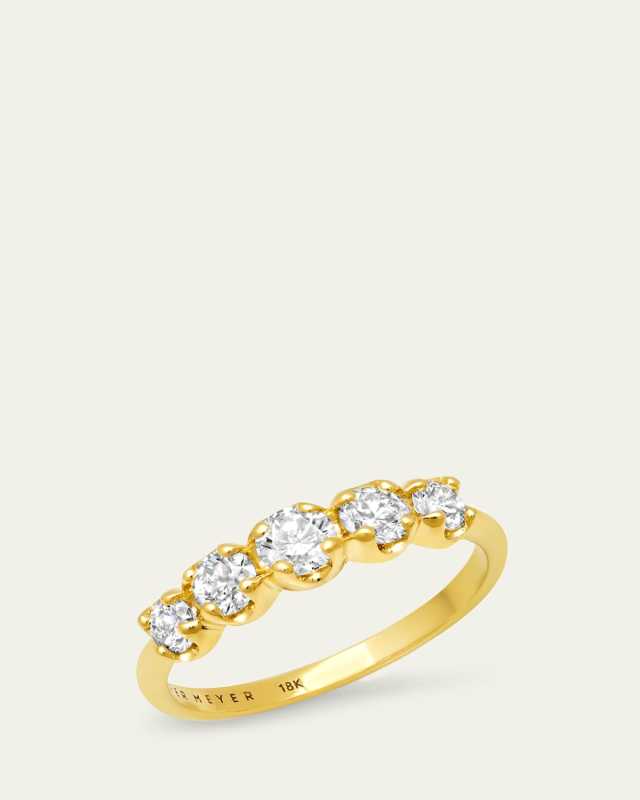 Small Graduated Diamond Ring in 18K Yellow Gold, Size